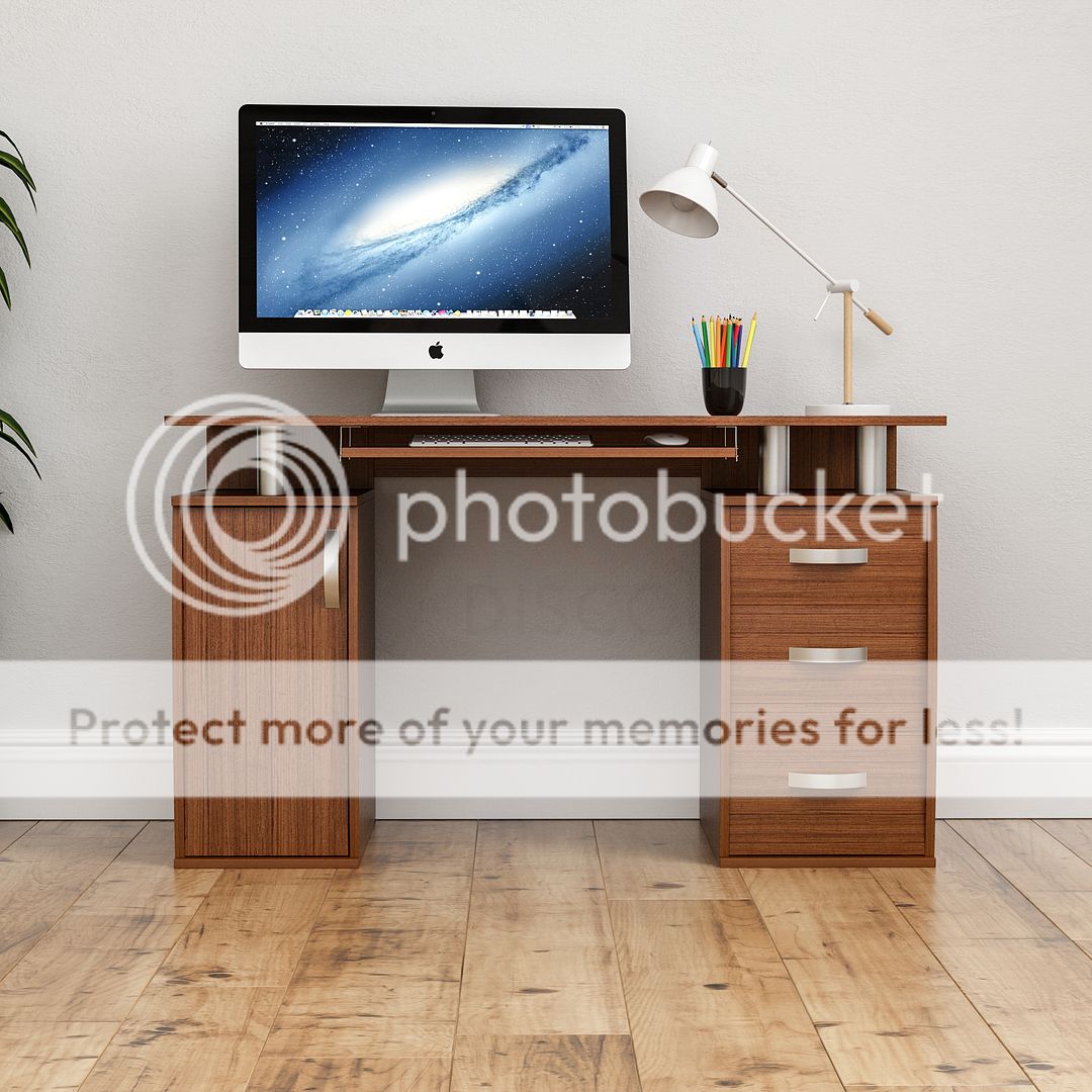 Otley Computer Desk 3 Drawer Laptop PC Table Keyboard Workstation